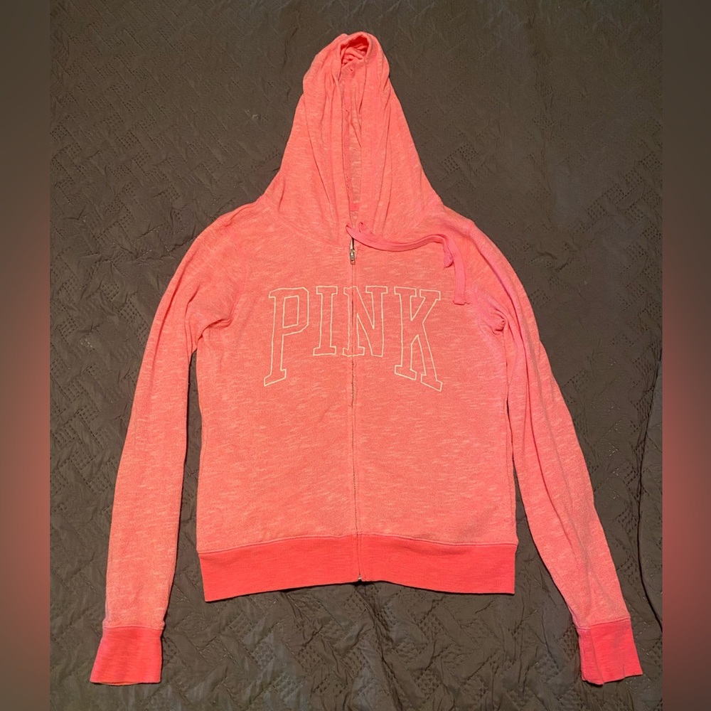 Like new Pink Victoria’s Secret hot pink hoodie . Size small